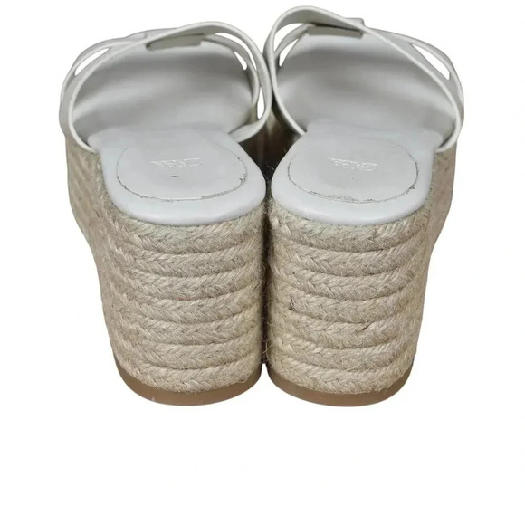 Zara Wedge Espadrille White Sandal Leather Size 39 - Picture 6 of 8